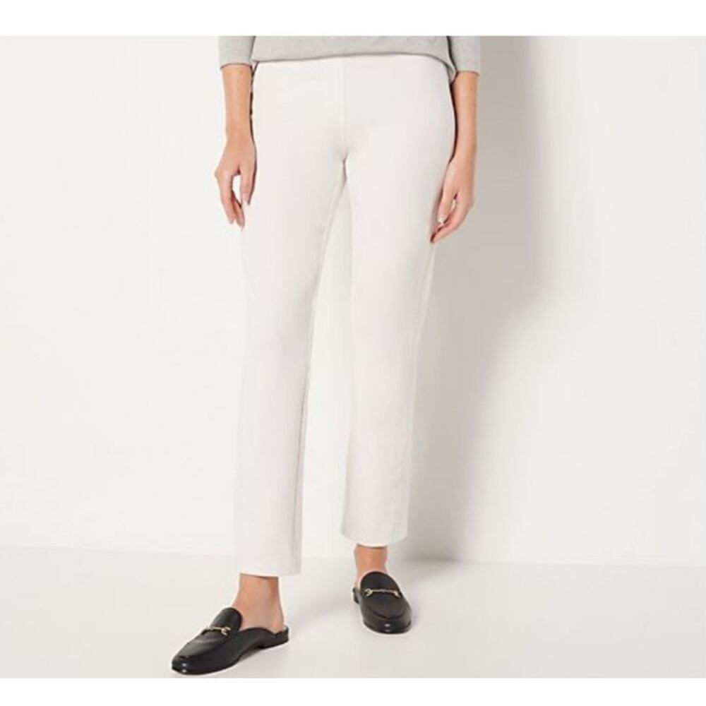 Susan Graver XL Antique Ivory Premium Stretch Slim Leg Ankle Pant A460690 NWOT